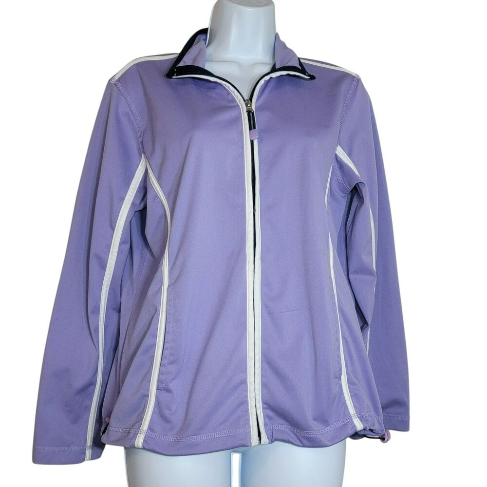 Coldwater Creek Zip Up Jacket, Women PM, Purlple & White, Full Zip, GUC